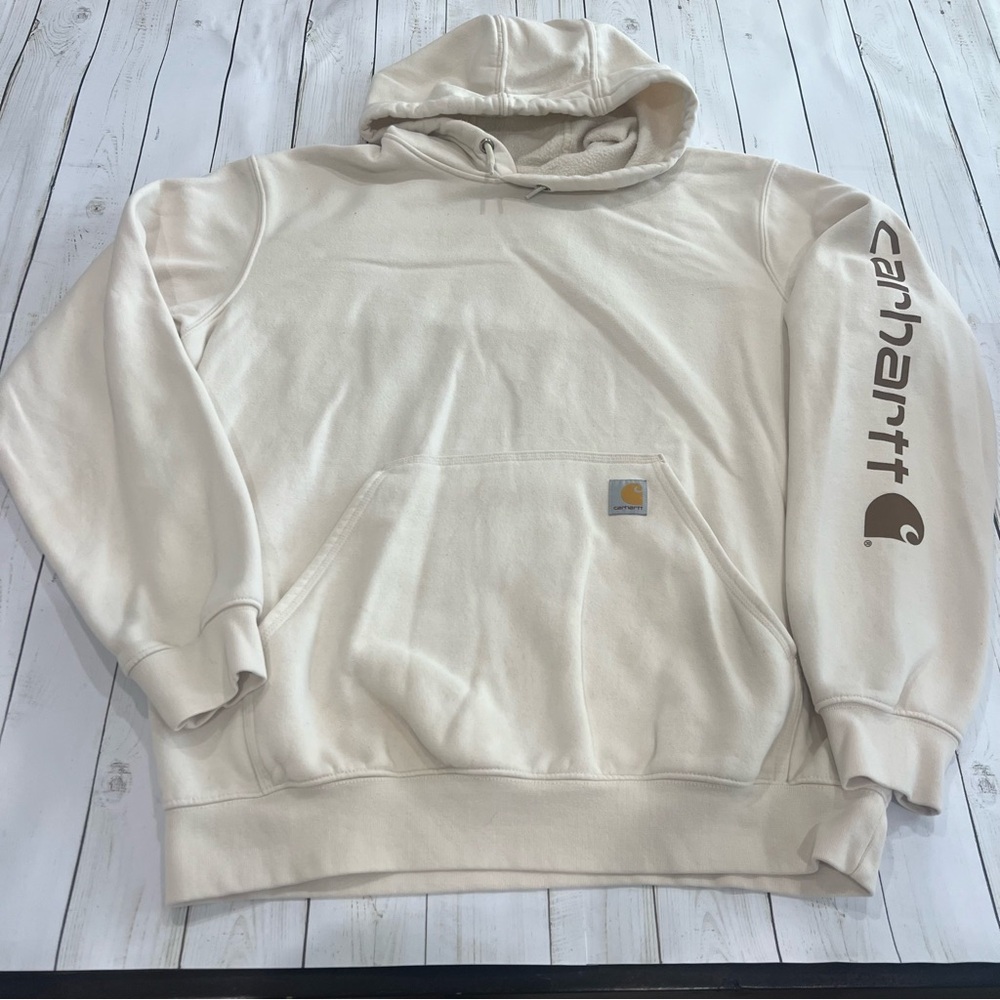Carhartt Men’s Sz L Loose Fit Cream Hoodie